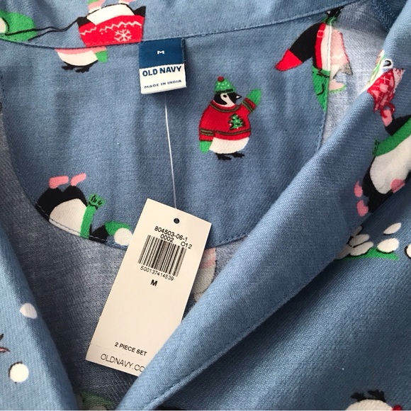 Old Navy Family Christmas Holiday Pajamas Set Navy Santa Print M Top & Pants - Picture 4 of 5
